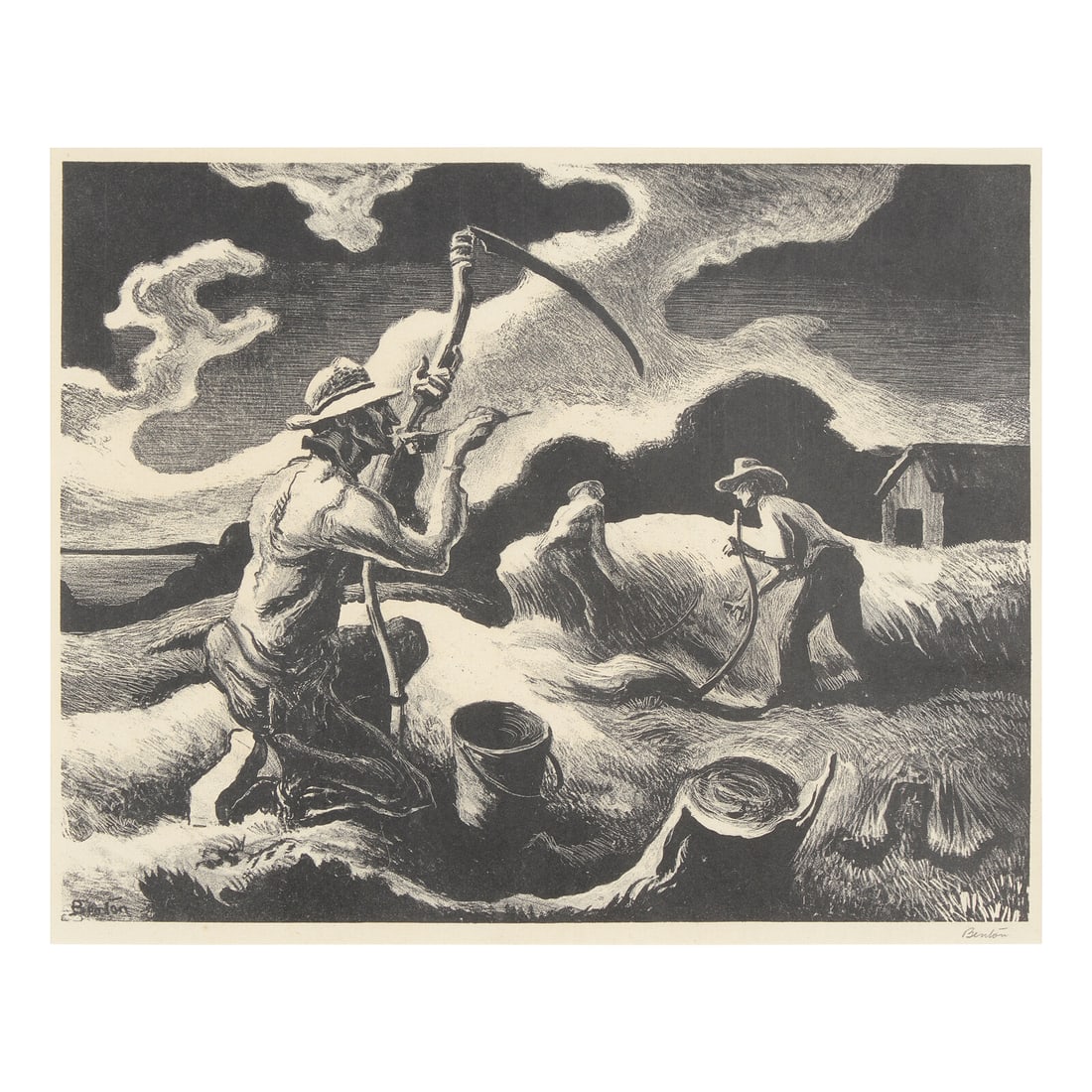 Thomas Hart Benton (American, 1889–1975) Island Hay, 1945: Thomas Hart Benton (American, 1889–1975) Island Hay, 1945 lithograph signed in pencil; edition of 250 9 7/8 x 12 1/2 in. This lot is located in Philadelphia. Published by Associated American Art