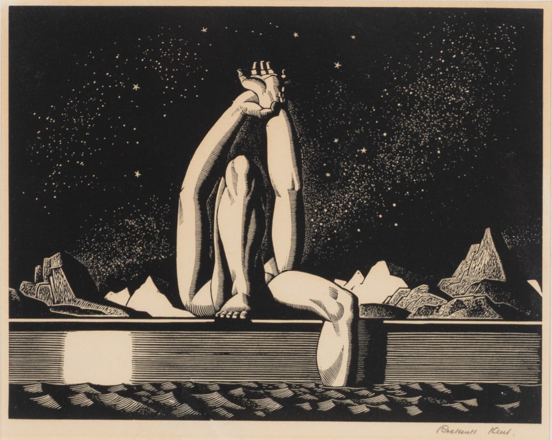 Rockwell Kent (American, 1882-1971) Starlight, 1930: Rockwell Kent (American, 1882-1971) Starlight, 1930 wood engraving signed in pencil; edition of 120 5 3/8 x 6 7/8 in. Property of a Private Collector, sold to Benefit Charitable Organizations This lot