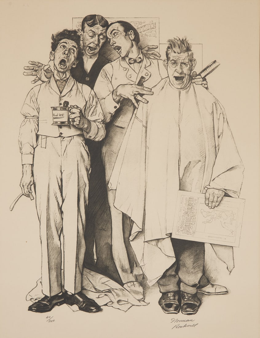 Norman Rockwell (American, 1894–1978) Barbershop Quartet, 1974: Norman Rockwell (American, 1894–1978) Barbershop Quartet, 1974 lithograph on paper signed and numbered 40/200 in pencil 24 3/4 x 20 in. Property from the Collection of Jeanne Libit This lot is l