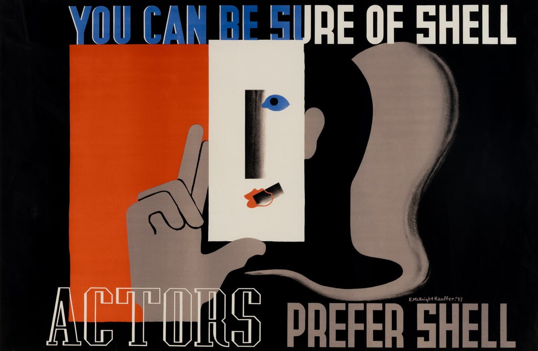 Edward McKnight Kauffer (American, 1890-1954) You Can Be Sure of Shell / Actors Prefer Shell, 1933 (1 of 3)
