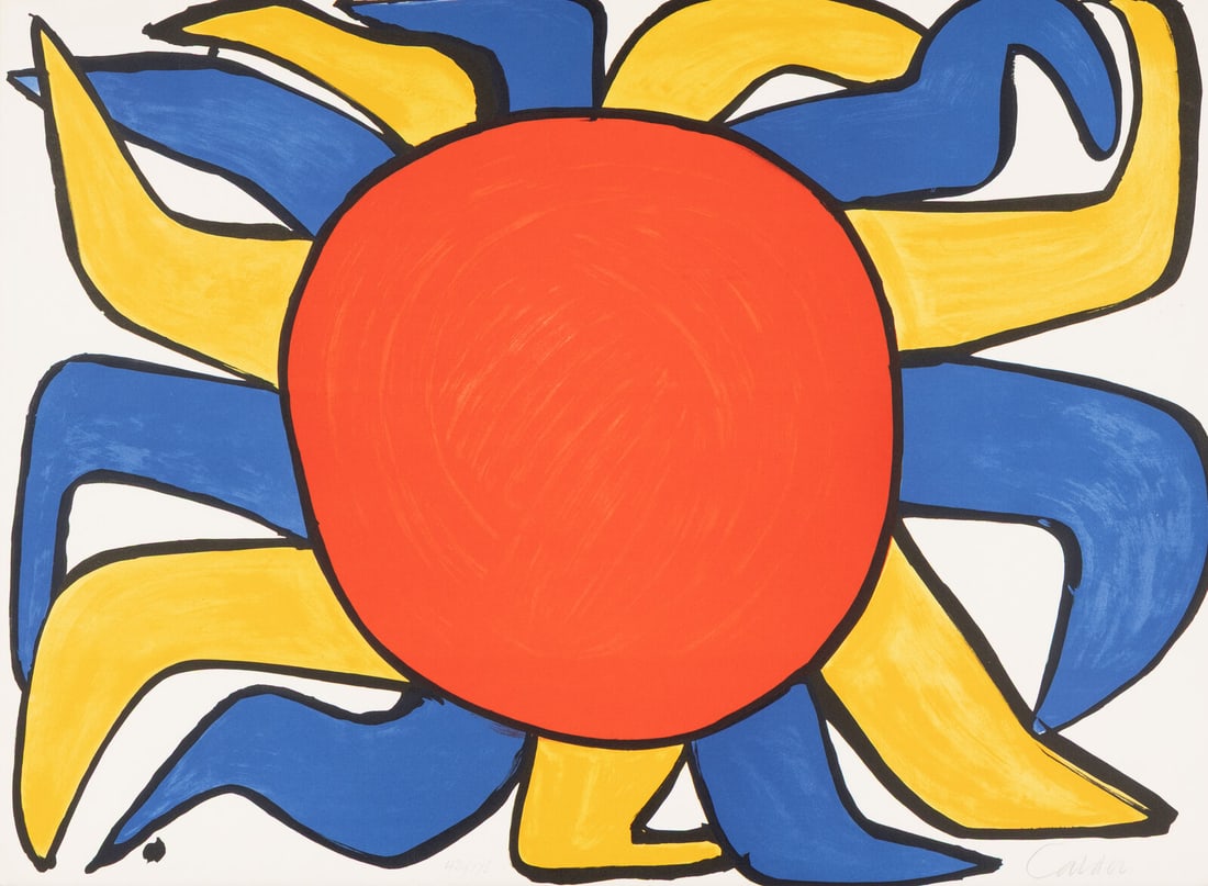 Alexander Calder (American, 1898-1976) Frontispiece (from Our Unfinished Revolution), 1975: Alexander Calder (American, 1898-1976) Frontispiece (from Our Unfinished Revolution), 1975 lithograph in colors on paper signed and numbered 42/175 in pencil sheet: 22 x 29 3/4 in. Property of a Calif