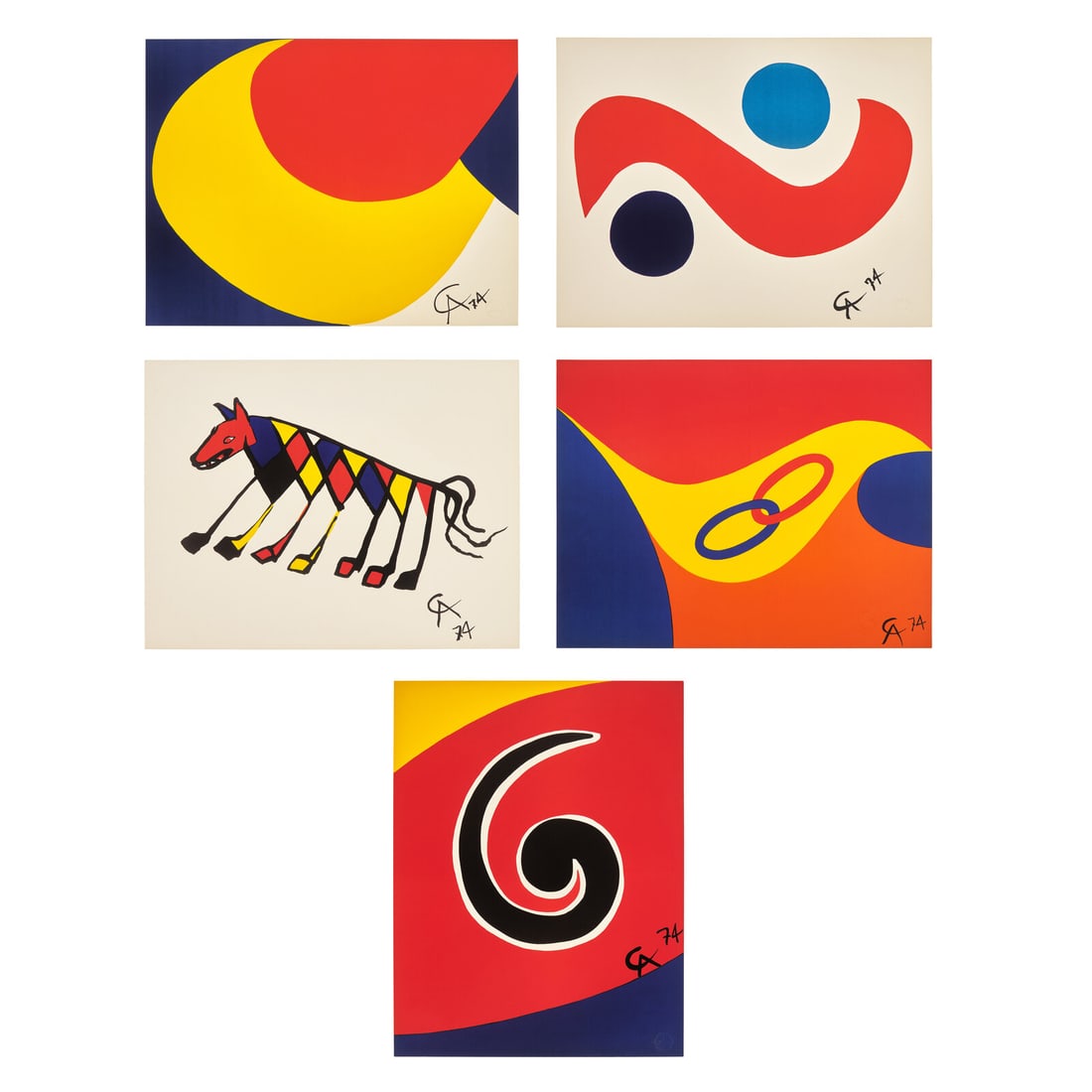 Alexander Calder (American, 1898-1976) Five works from Flying Colors, 1974 (1 of 6)