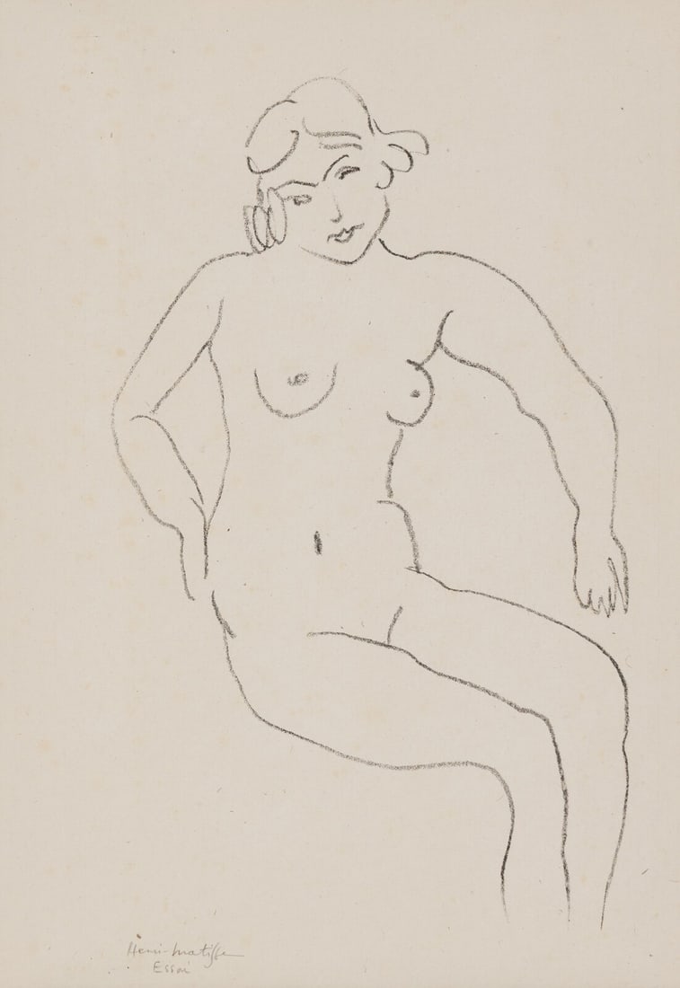 Henri Matisse (French, 1869–1954) Nu Assis, Chevelure Claire, 1922: Henri Matisse (French, 1869–1954) Nu Assis, Chevelure Claire, 1922 lithograph on Chine volant paper signed and annotated 'Essai' in pencil; proof aside from the numbered edition of 50 sheet: 18 