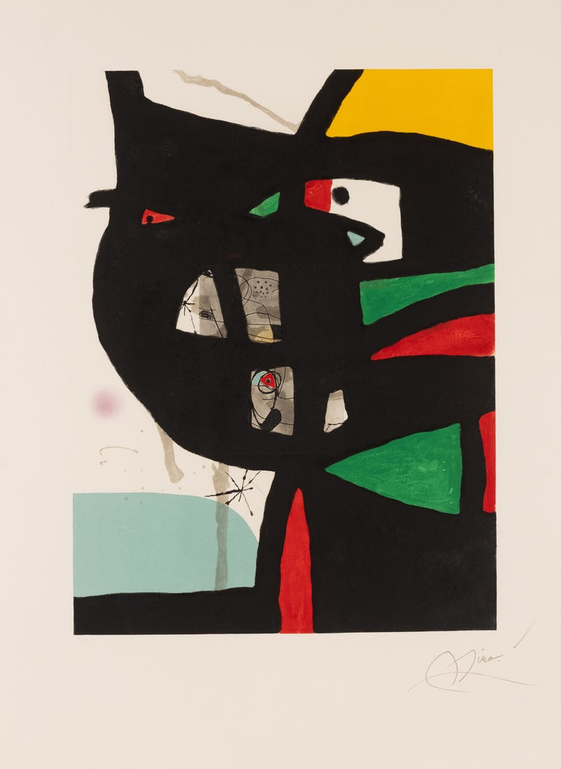 Joan Miró (Spanish, 1893–1983) Fundació Palma I, 1988: Joan Miró (Spanish, 1893–1983) Fundació Palma I, 1988 etching, aquatint, and carborundum on Guarro watermarked paper stamped; numbered 7/80; with the authentication stamp of the Succes