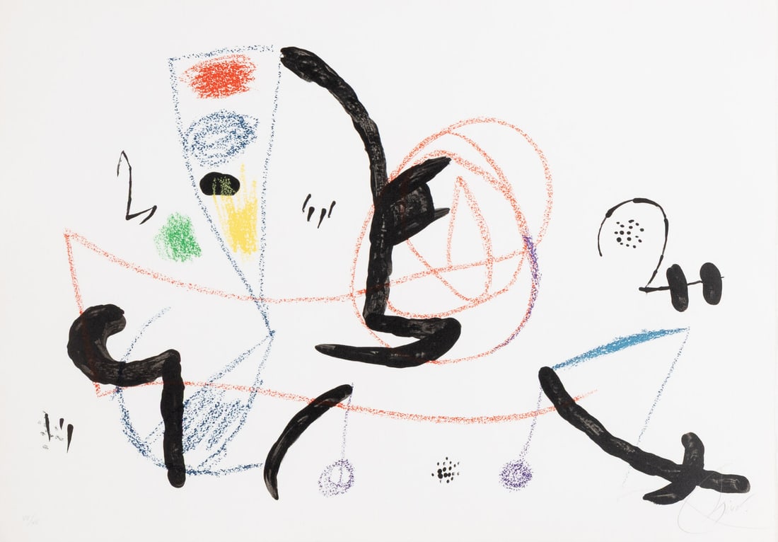 Joan Miró (Spanish, 1893-1983) Maravillas con Variaciones Acrósticas en El Jardín de: Joan Miró (Spanish, 1893-1983) Maravillas con Variaciones Acrósticas en El Jardín de Miró: one plate, 1975 lithograph in colors signed and numbered VII/XV in pencil (aside from the