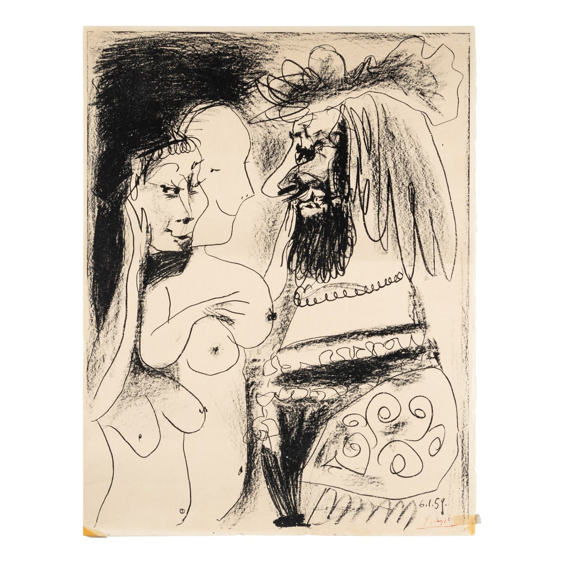 Pablo Picasso (Spanish, 1881-1973) Le Vieux Roi, 1959: Pablo Picasso (Spanish, 1881-1973) Le Vieux Roi, 1959 lithograph with artist's red stamped signature; from the edition of 1000 25 1/2 x 19 1/2 in. This lot is located in Chicago. Published to benefit 