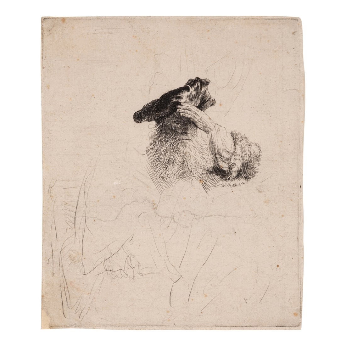 Rembrandt van Rijn (Dutch, 1606–1669) An Old Man Shading his Eyes with his Hand, ca. 1639 (1 of 3)