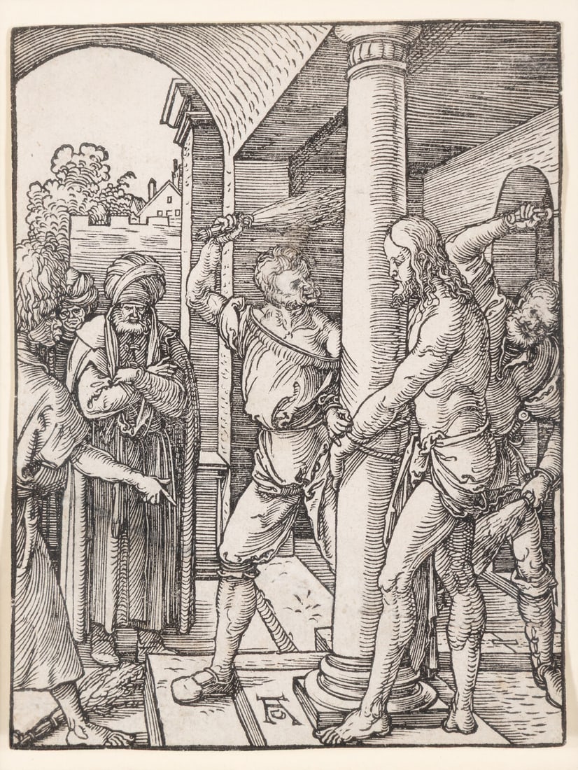 Albrecht Dürer (German, 1471–1528) The Flagellation (from The Small Passion), ca. 1509: Albrecht Dürer (German, 1471–1528) The Flagellation (from The Small Passion), ca. 1509 woodcut 5 x 3 13/16 in. This lot is located in Chicago. Literature: Bartsch 33; Meder, Hollstein 142