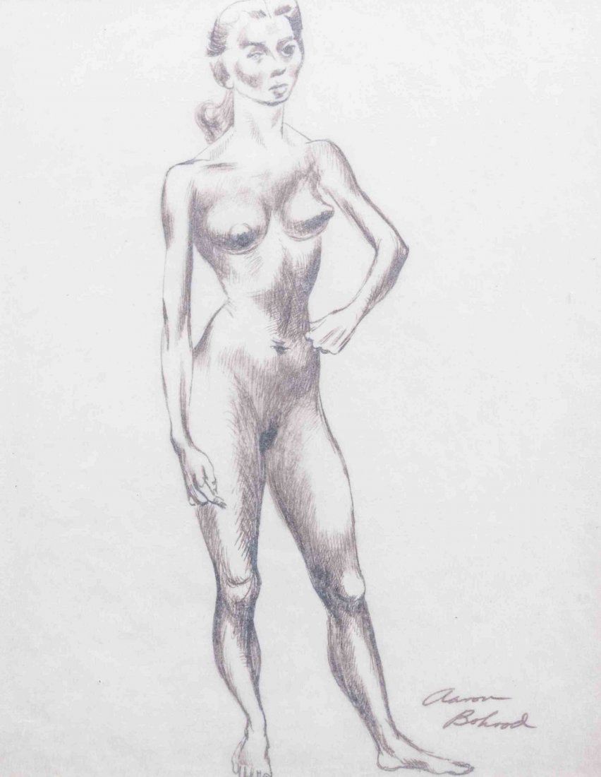 Aaron Bohrod, (American, 1907-1992), Standing Nude: Aaron Bohrod (American, 1907-1992) Standing Nude ink signed Aaron Bohrod (lower right) 11 x 8 3/8 inches.