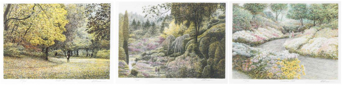 Harold Altman, (American, b. 1924), Paradise Butchard: Harold Altman (American, b. 1924) Paradise Butchard Gardens (together with four other works) lithographs editioned, titled and signed Harold Altman Largest: 18 x 25 inches.