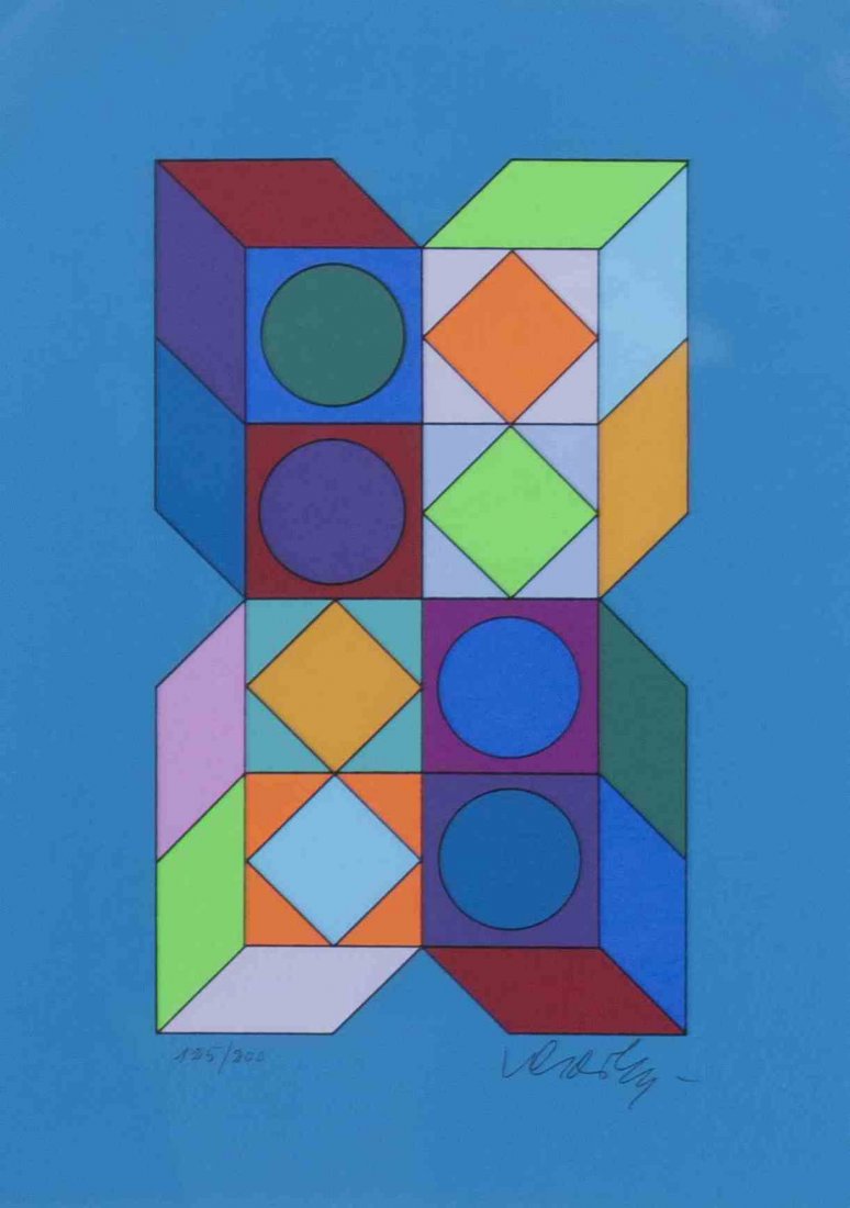 Victor Vasarely, (French/Hungarian, 1906-1997), Sonora: Victor Vasarely (French/Hungarian, 1906-1997) Sonora (Silver) and Sonora Do (two works) color serigraphs edition 125/200, signed Vasarely (lower right) 8 1/4 x 5 7/8 inches.