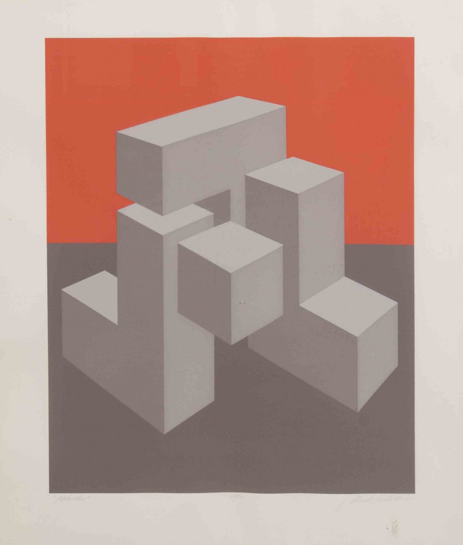 Marko Spalatin, (American, b. 1945), Blocks and Cube: Marko Spalatin (American, b. 1945) Blocks and Cube Cluster III (two works) color serigraphs Each editioned, signed Marko Spalatin and titled (lower right) Largest: 45 1/2 x 19