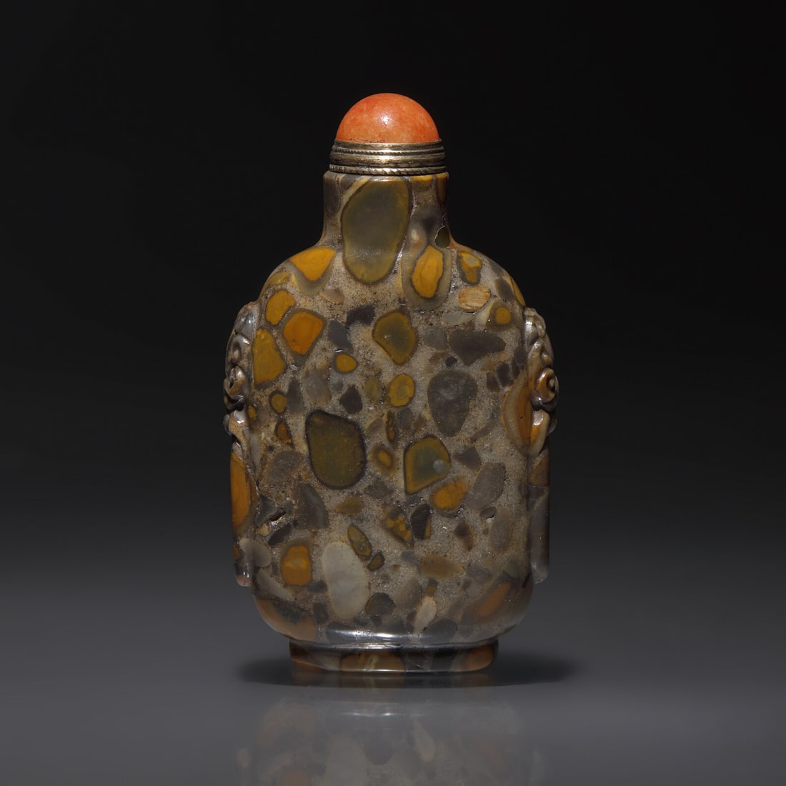 A Chinese Puddingstone Snuff Bottle, Qing Dynasty, Circa 1750-1860 (1 of 2)