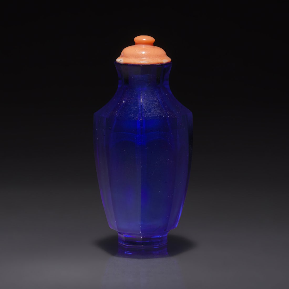 A Chinese Faceted Cobalt Blue Glass Snuff Bottle, Qing Dynasty, Circa 1720-1770 (1 of 2)