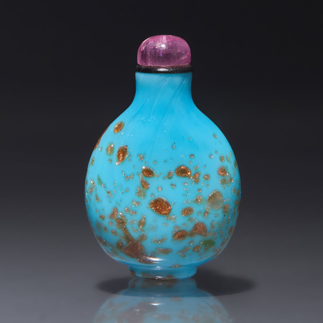 A Chinese Miniature Aventurine-Spangled Glass Snuff Bottle, Qing Dynasty, Circa 1720-1800 (1 of 2)