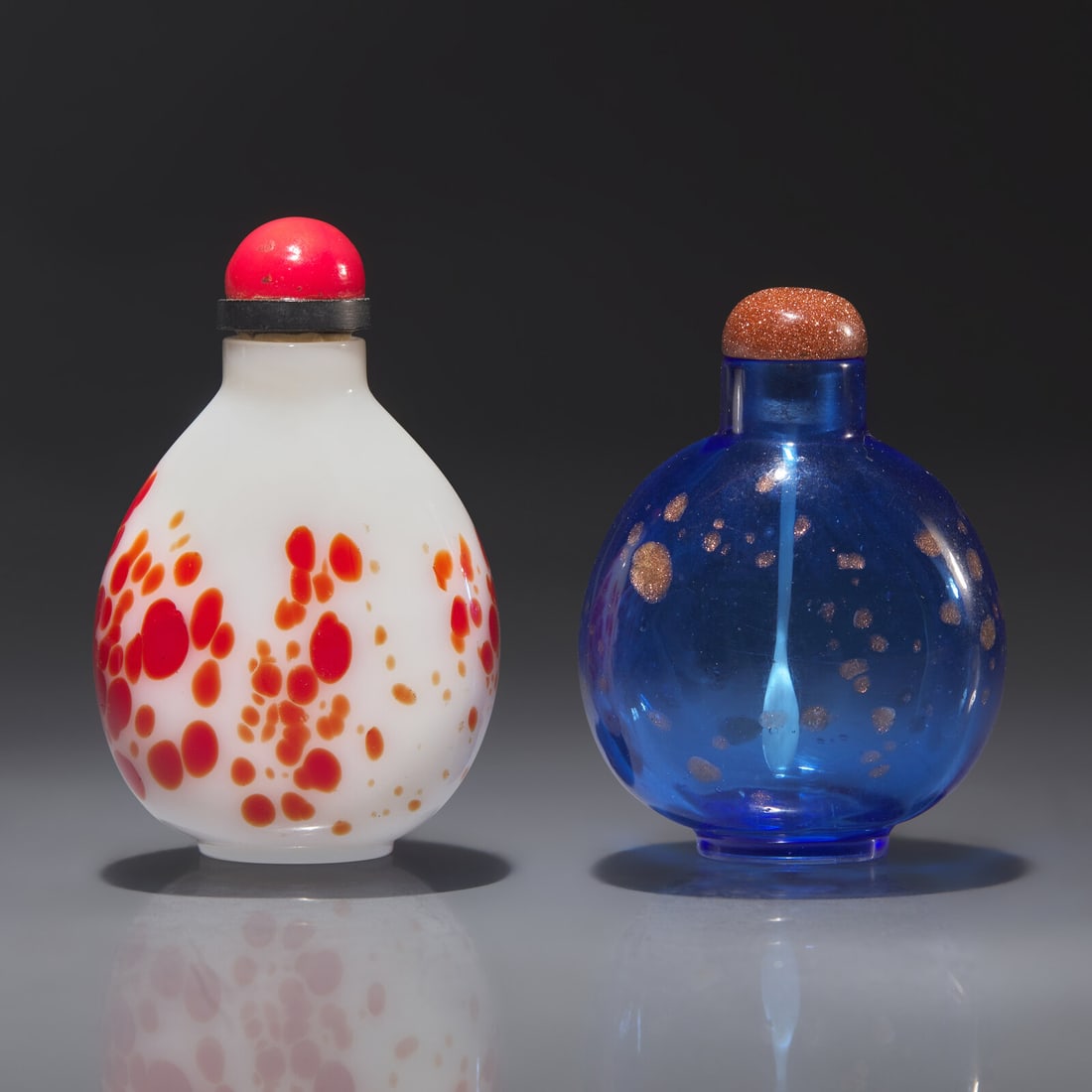 Two Chinese Splashed Glass Snuff Bottles, Qing Dynasty, Circa 1730-1800 (1 of 2)