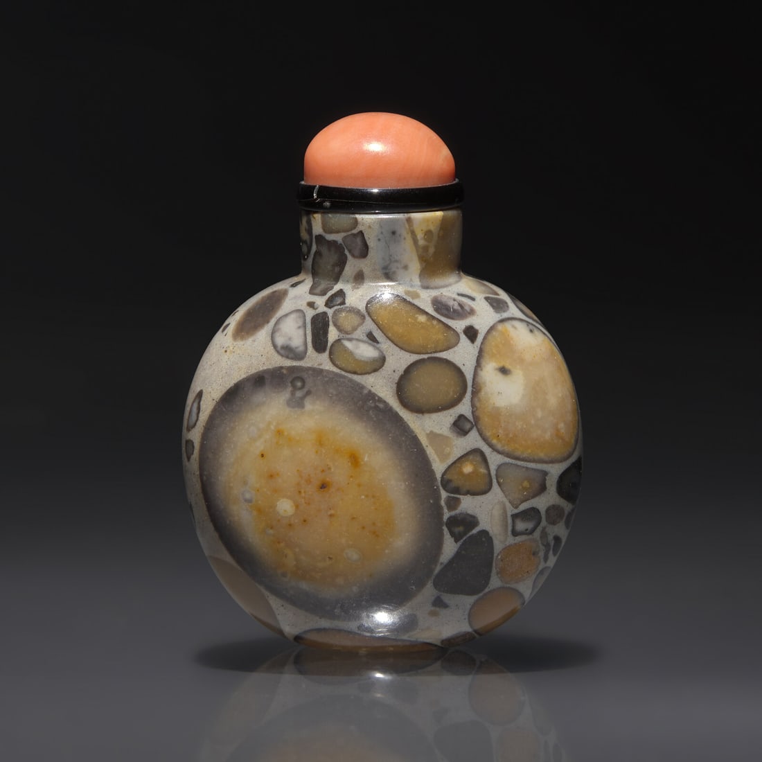 A Chinese Puddingstone Snuff Bottle, Qing Dynasty, Circa 1750-1860 (1 of 2)