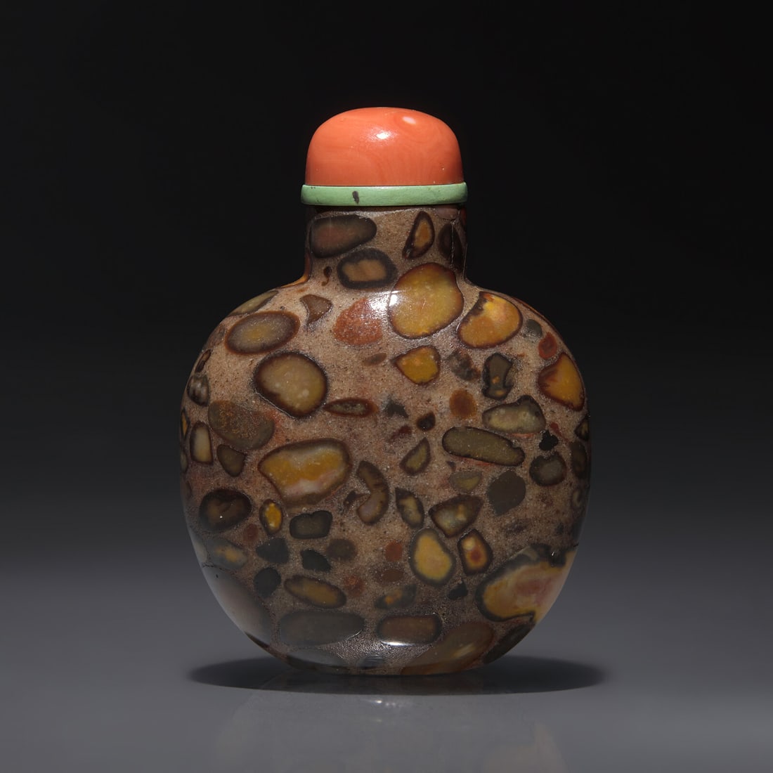 A Chinese Puddingstone Snuff Bottle, Qing Dynasty, Circa 1750-1860 (1 of 2)