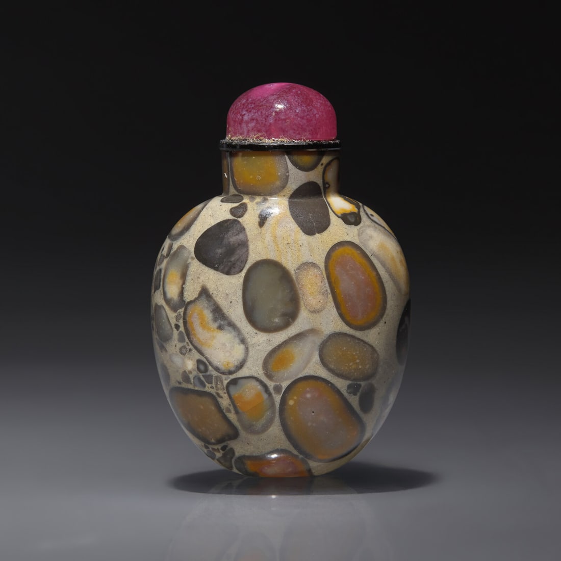 A Chinese Puddingstone Snuff Bottle, Qing Dynasty, Circa 1750-1880 (1 of 2)
