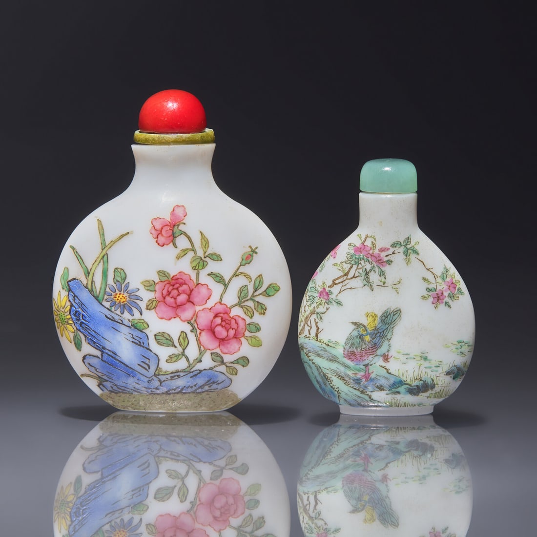 Two Chinese Enameled Glass Snuff Bottles, Circa 1780-1850 and Probably 20th Century (1 of 3)