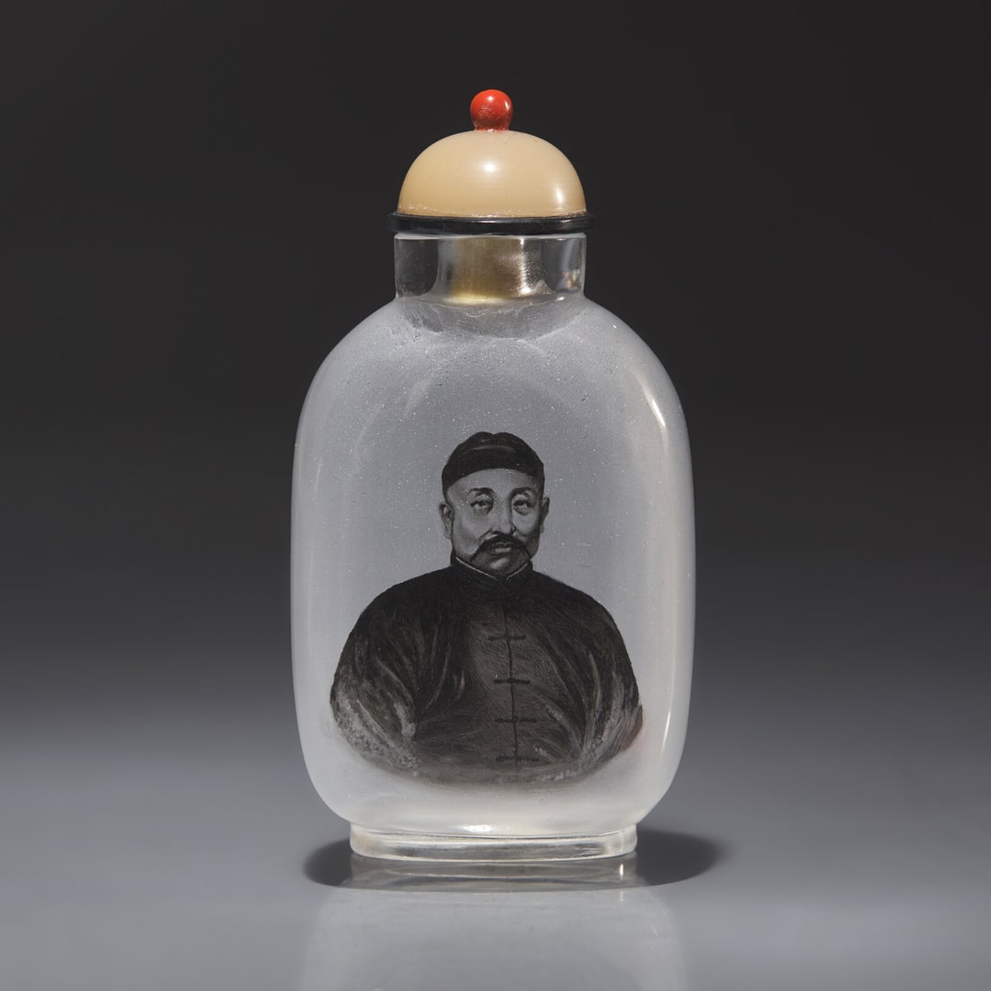 A Chinese Interior Painted Glass "Yuan Shikai" Snuff Bottle, Liu Shouben, 2002 (1 of 2)