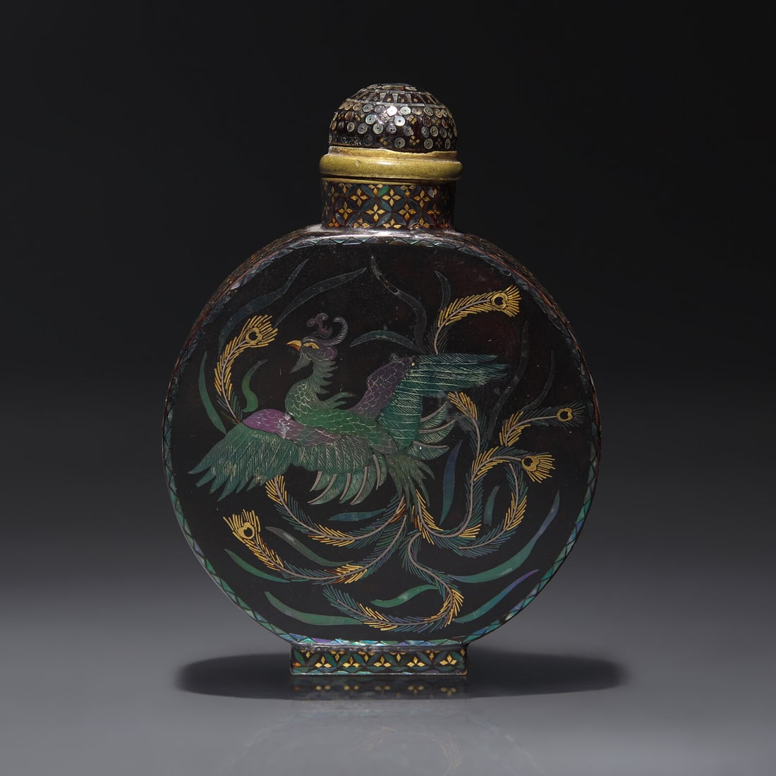 A Lac-Burgaute "Phoenix" Snuff Bottle, Circa 1854-1920 (1 of 3)