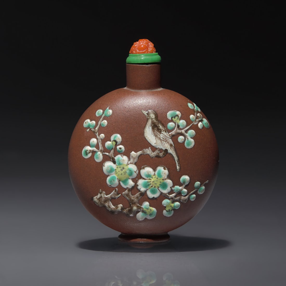 A Chinese Enameled Yixing Stoneware Snuff Bottle, Qing Dynasty, Circa 1780-1850 (1 of 2)