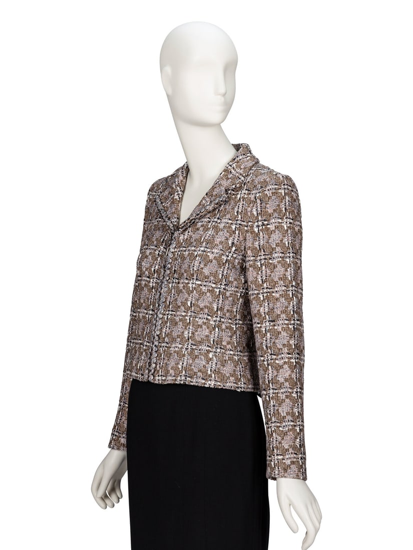 Chanel, Brown Checked Tweed Jacket - 2