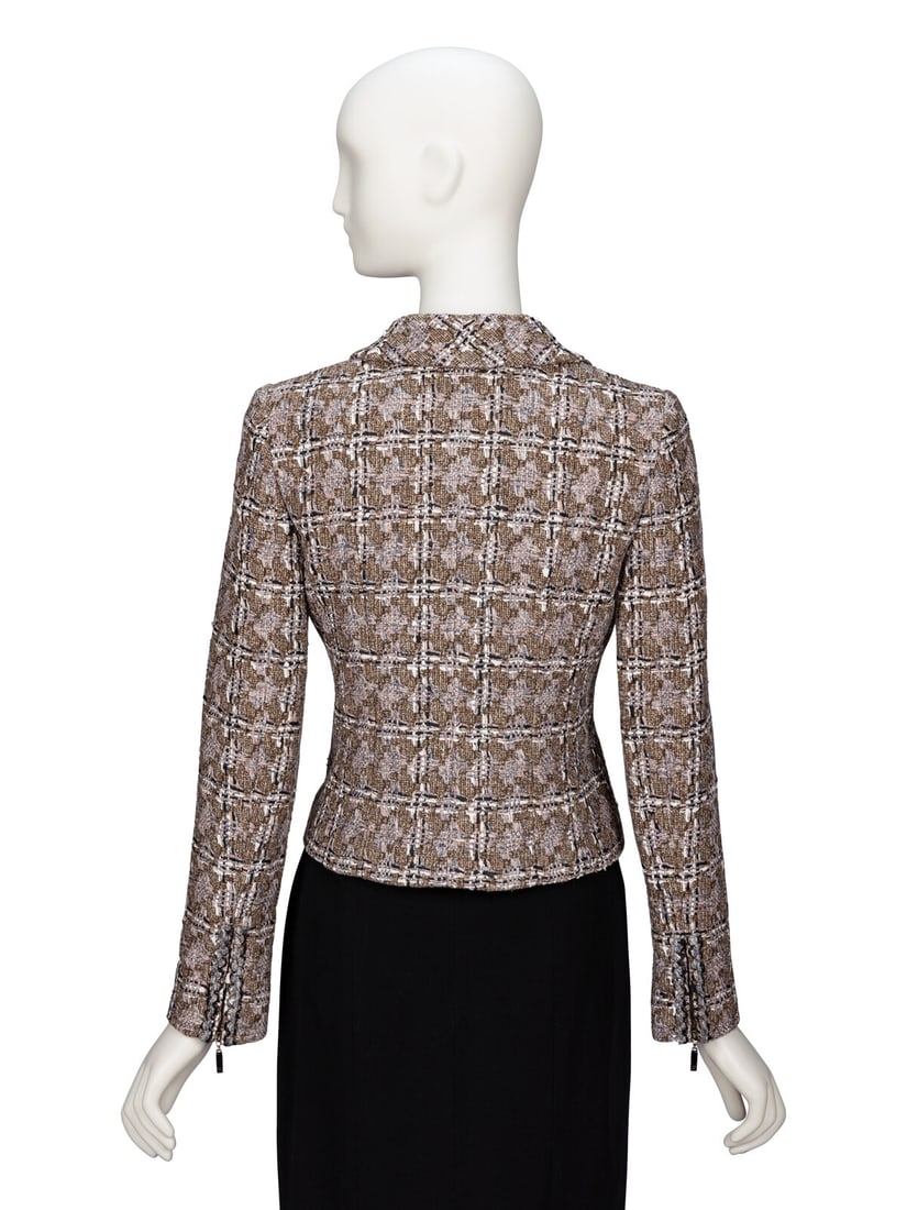 Chanel, Brown Checked Tweed Jacket - 3