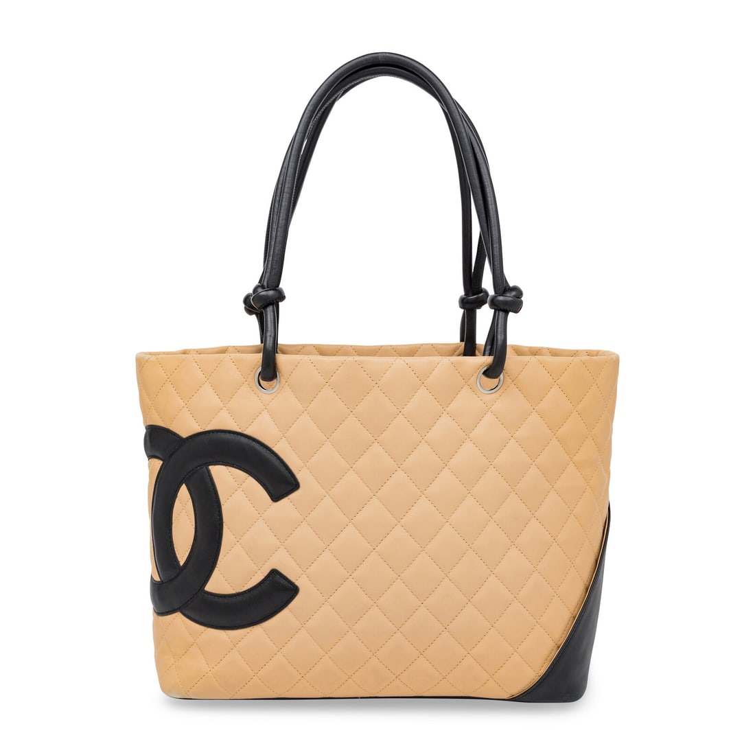 Chanel, Ligne Cambon Tote in Quilted Beige & Black Leather (1 of 4)