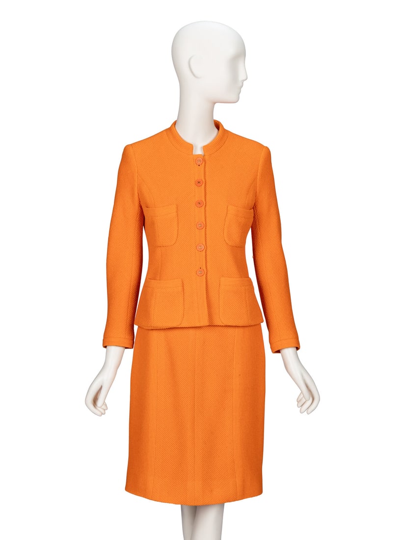 Chanel, Orange Tweed Skirt Suit (1 of 3)