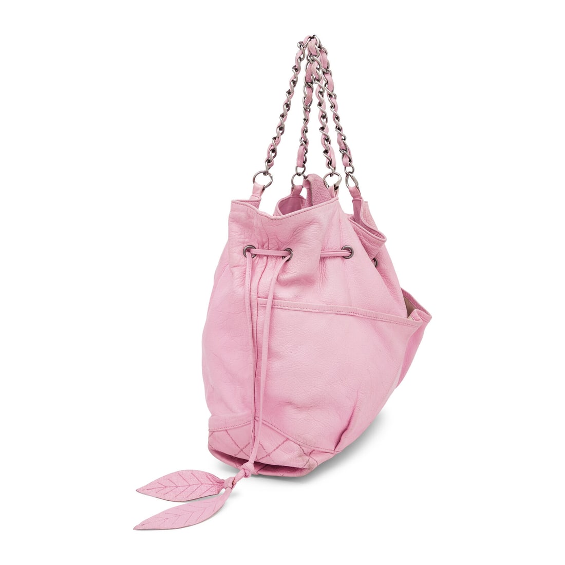 Chanel, Pink Leather Drawstring Tote - 2