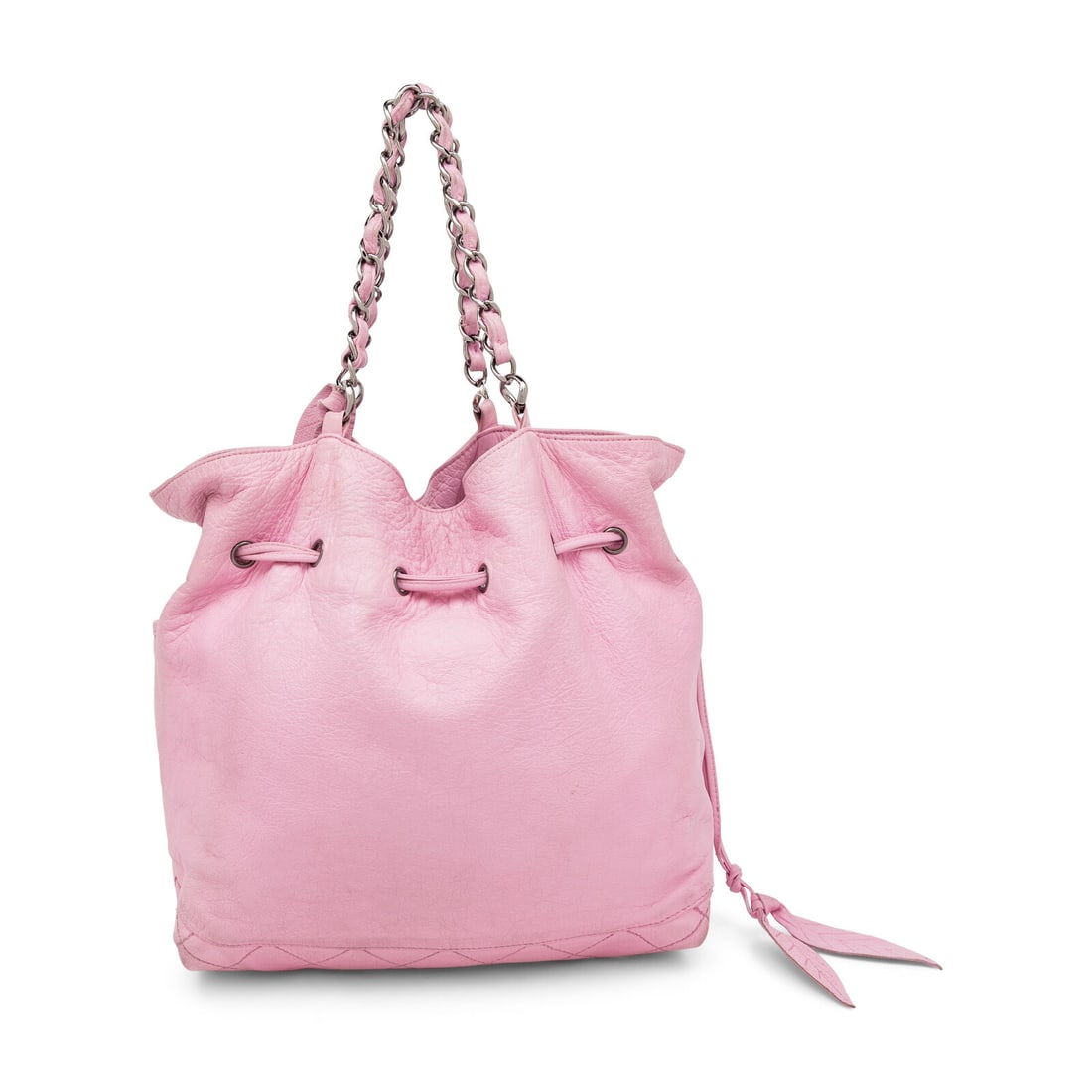 Chanel, Pink Leather Drawstring Tote - 3