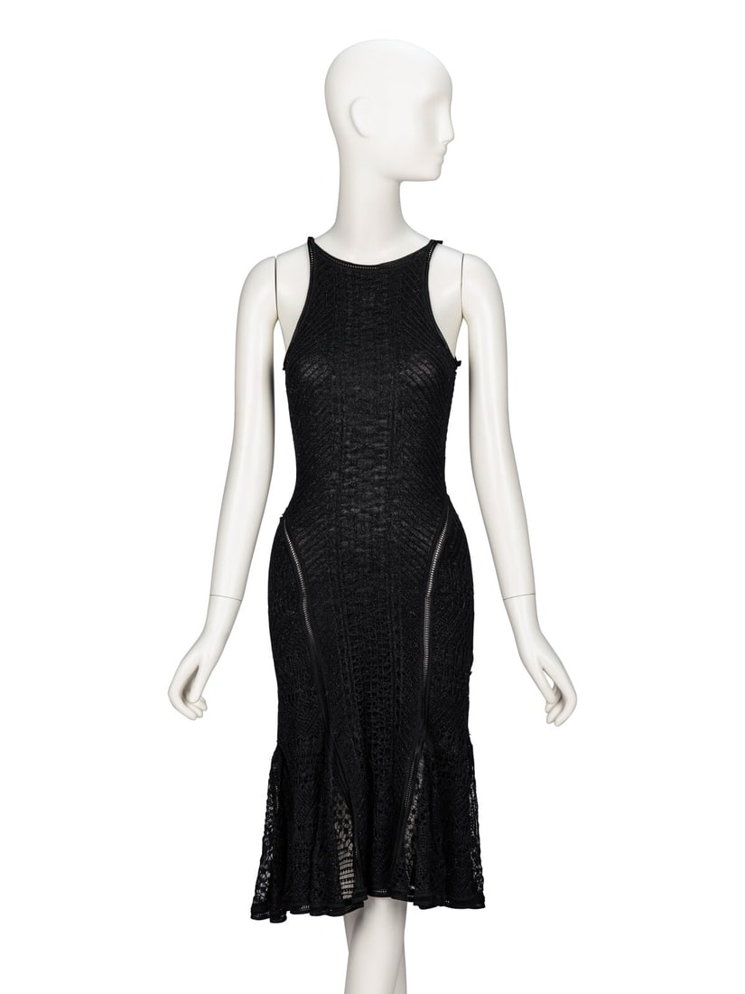 John Galliano, Lace Knit Black Bodycon Dress (1 of 4)