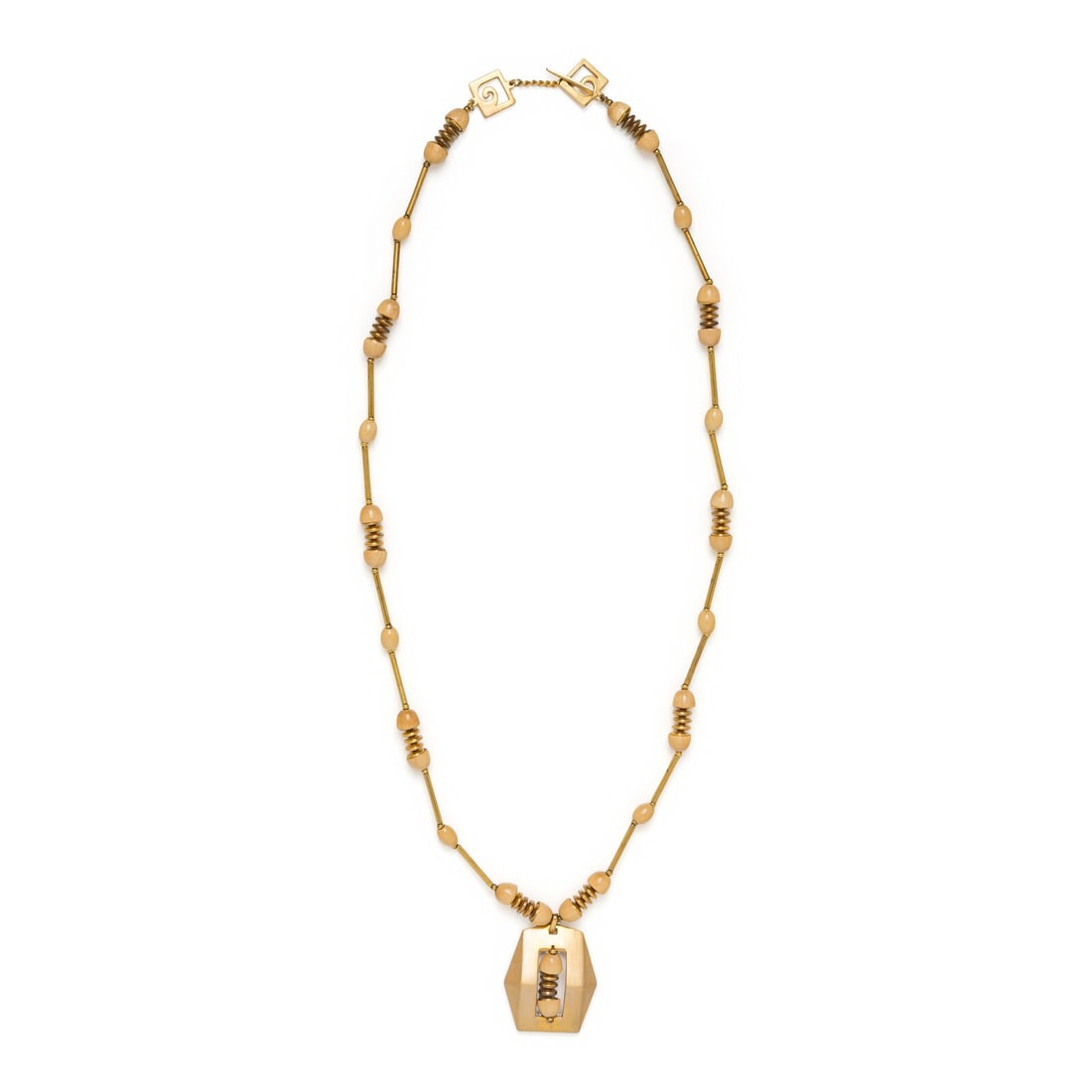 Pierre Cardin, Wood & Metal Necklace (1 of 4)