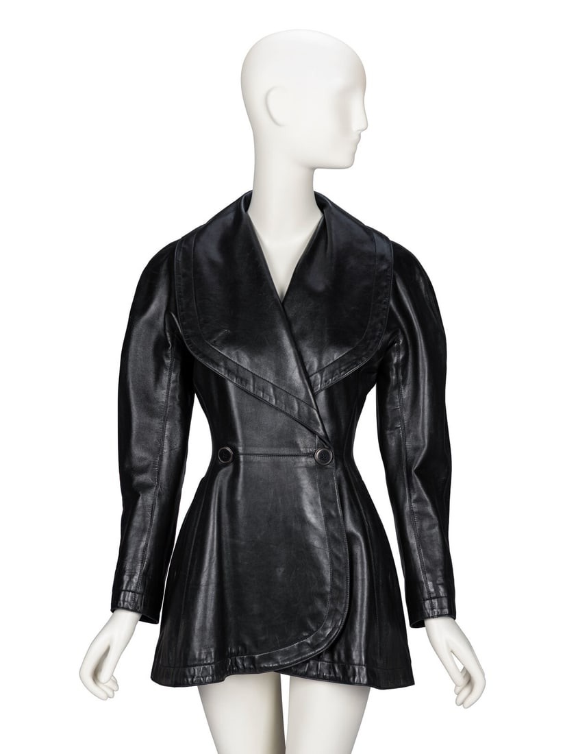Ala‘a, Black Leather Peplum Jacket, 1980s (1 of 4)