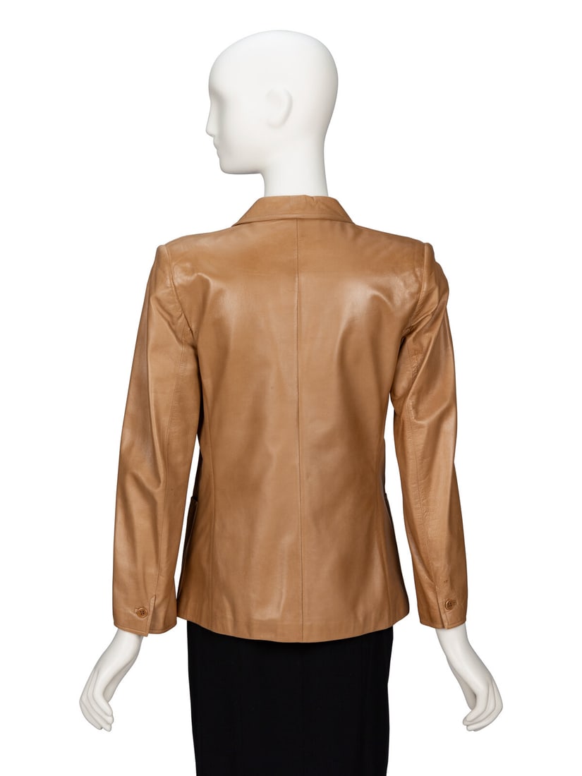 Gucci, Tan Leather Blazer - 3
