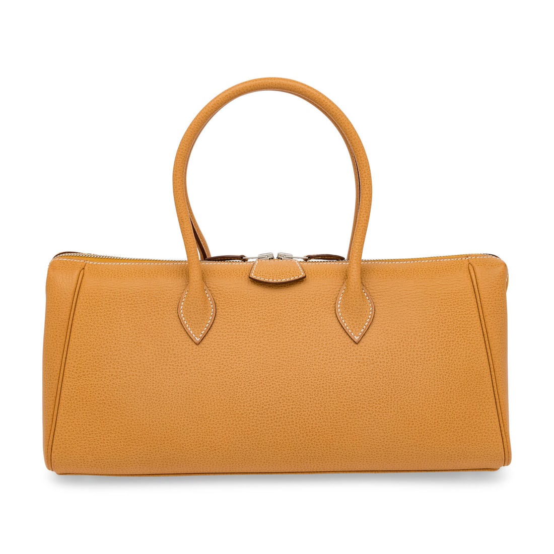 Hermès, Paris Bombay 35 Bag in Vache Li»g»e: Hermès, Paris Bombay 35 Bag in Vache Liégée Paris Bombay bag in tan Vache Liégée leather with palladium-plated hardware. Double-ended zipper closure and rolled leather handles. Label: Hermès