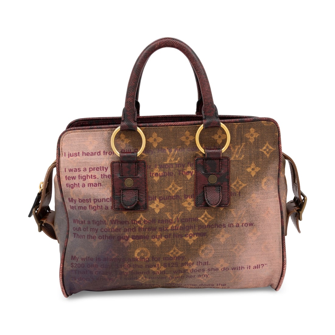 Louis Vuitton x Richard Prince, Limited Edition Graduate Monogram Jokes Bag: Louis Vuitton x Richard Prince, Limited Edition Graduate Monogram Jokes Bag Limited Edition Richard Prince Graduate Monogram Jokes bag in printed canvas with karung snakeskin and brown leather trim an