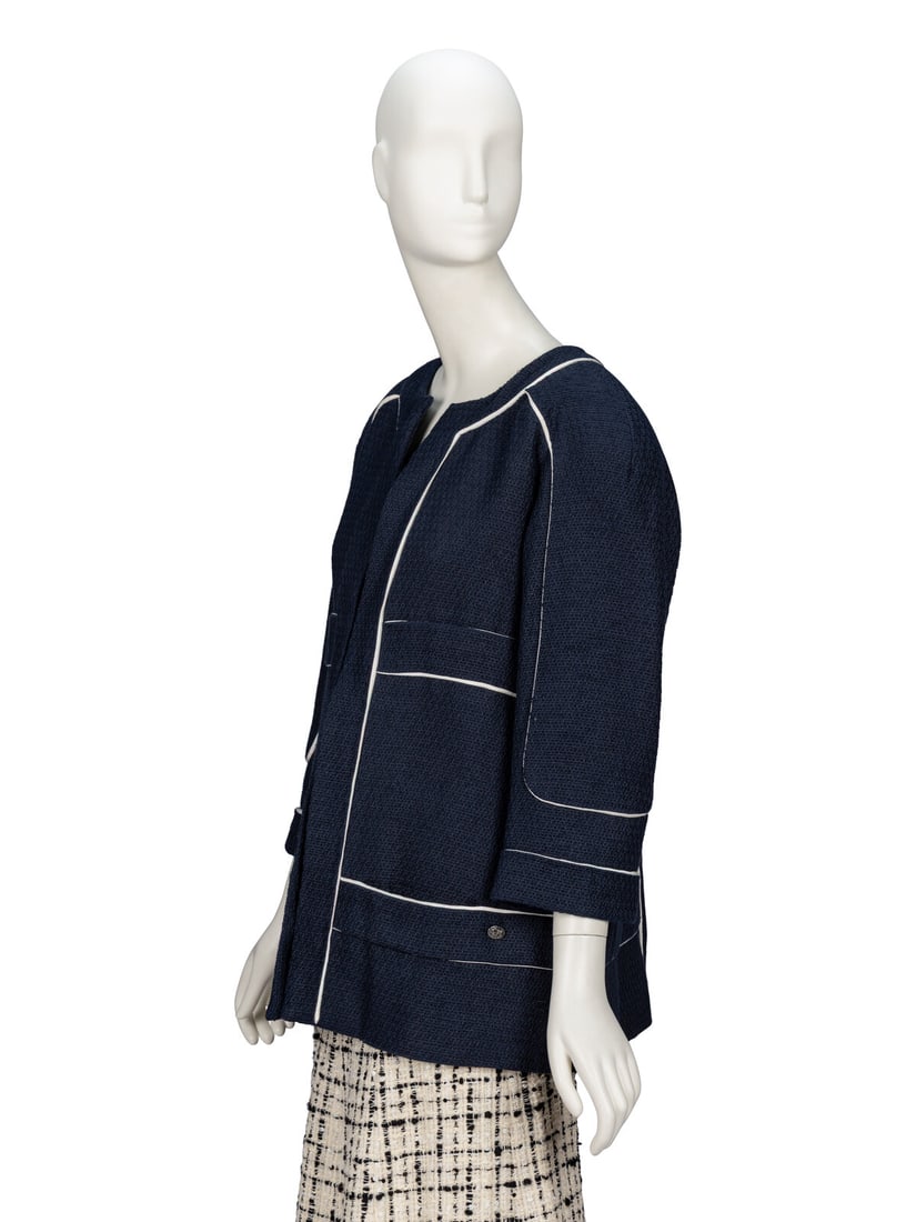 Chanel, Navy Silk Tweed Jacket - 2