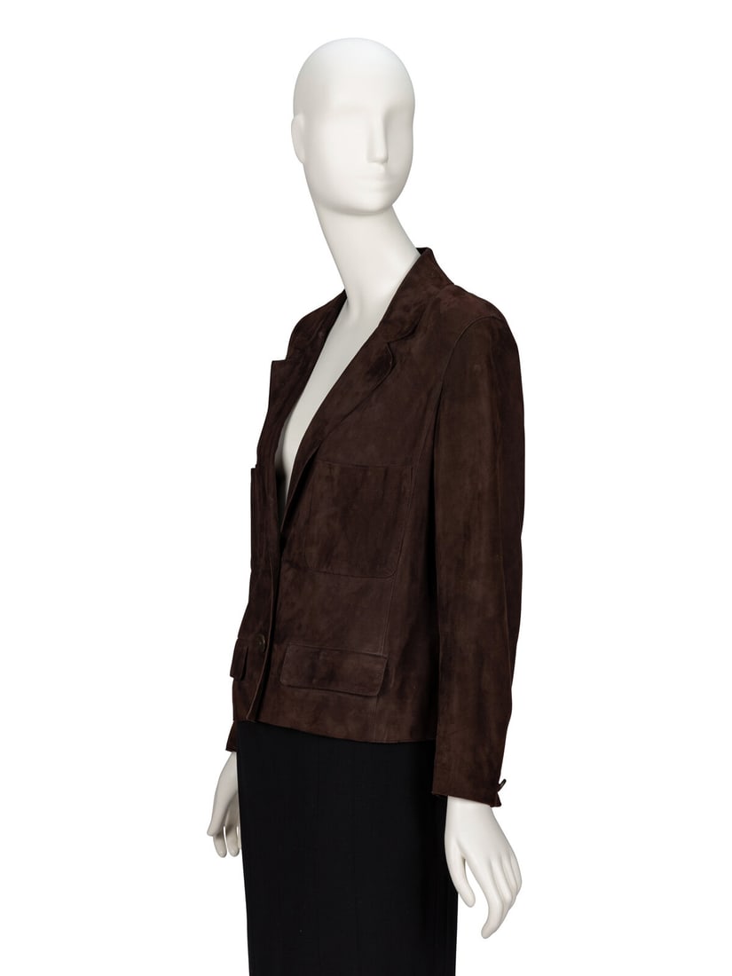 Chanel, Chocolate Brown Suede Jacket - 2