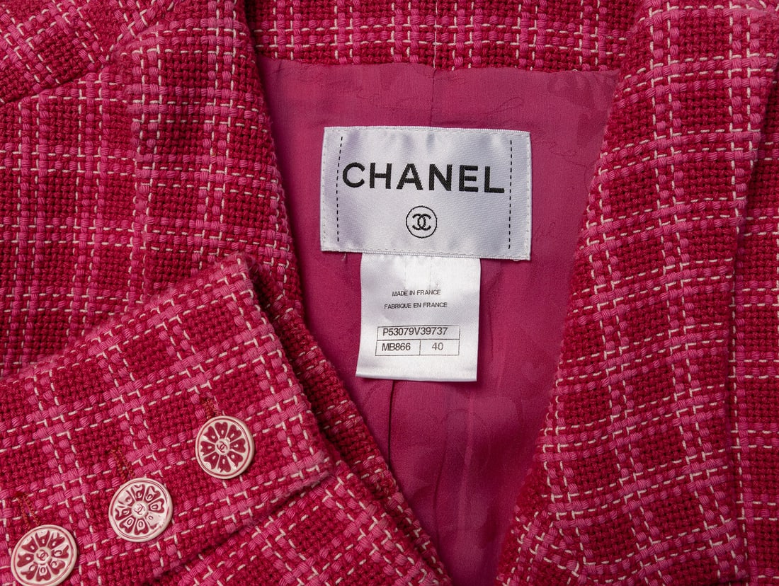 Chanel, Raspberry Plaid Tweed Blazer - 4