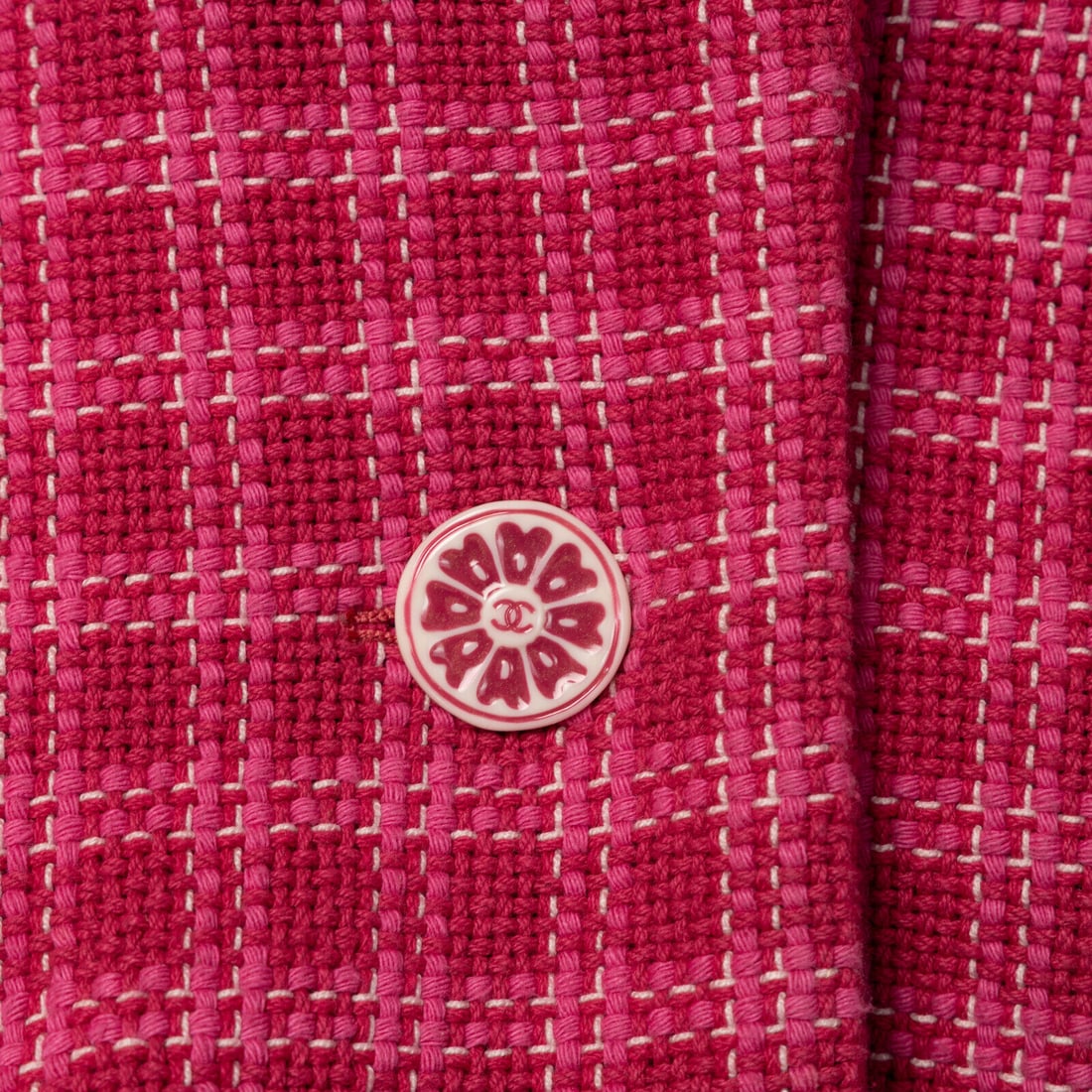 Chanel, Raspberry Plaid Tweed Blazer - 8