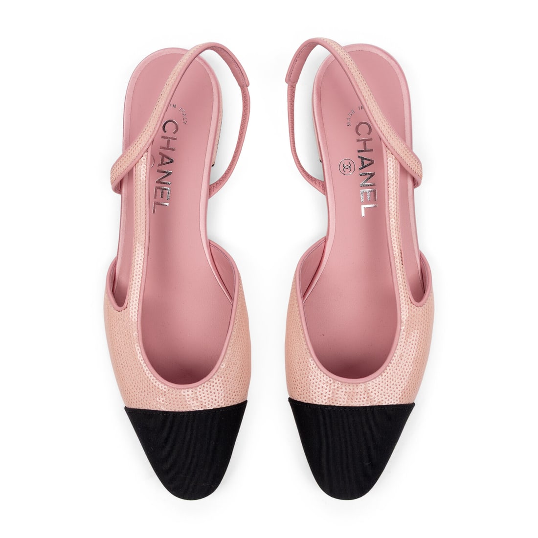 Chanel, Pink Sequined Slingback Flats - 3