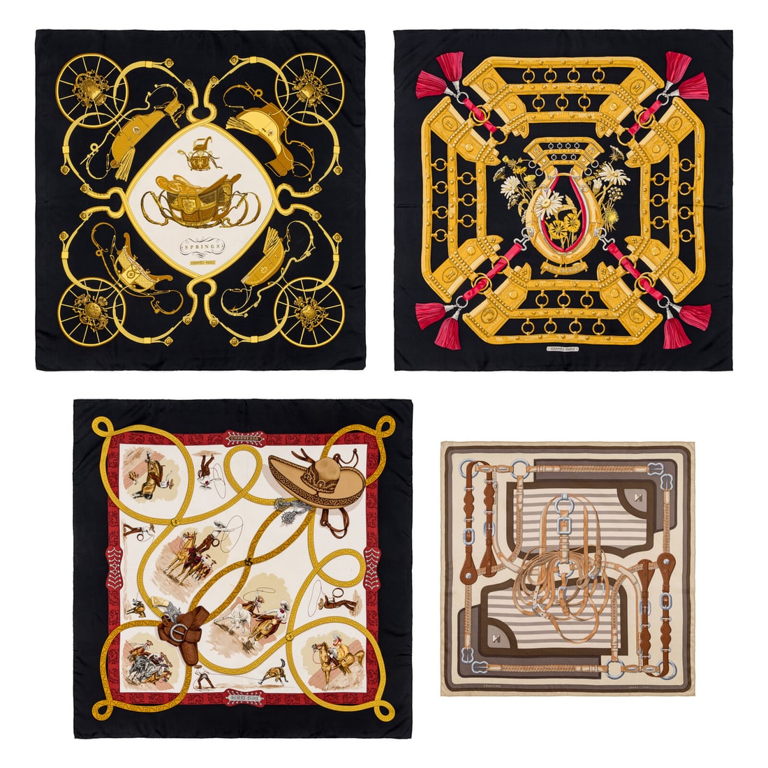 Hermès, Three Silk Scarves 90 & One Silk Scarf 65 (1 of 5)