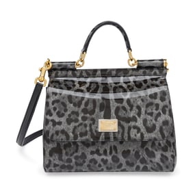 Dolce & Gabbana, Medium Sicily Bag in Grey Leopard Print