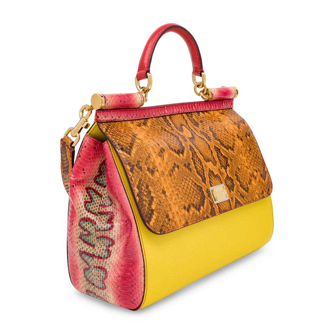 Dolce & Gabbana, Large Sicily Bag in Python & Leather - 2