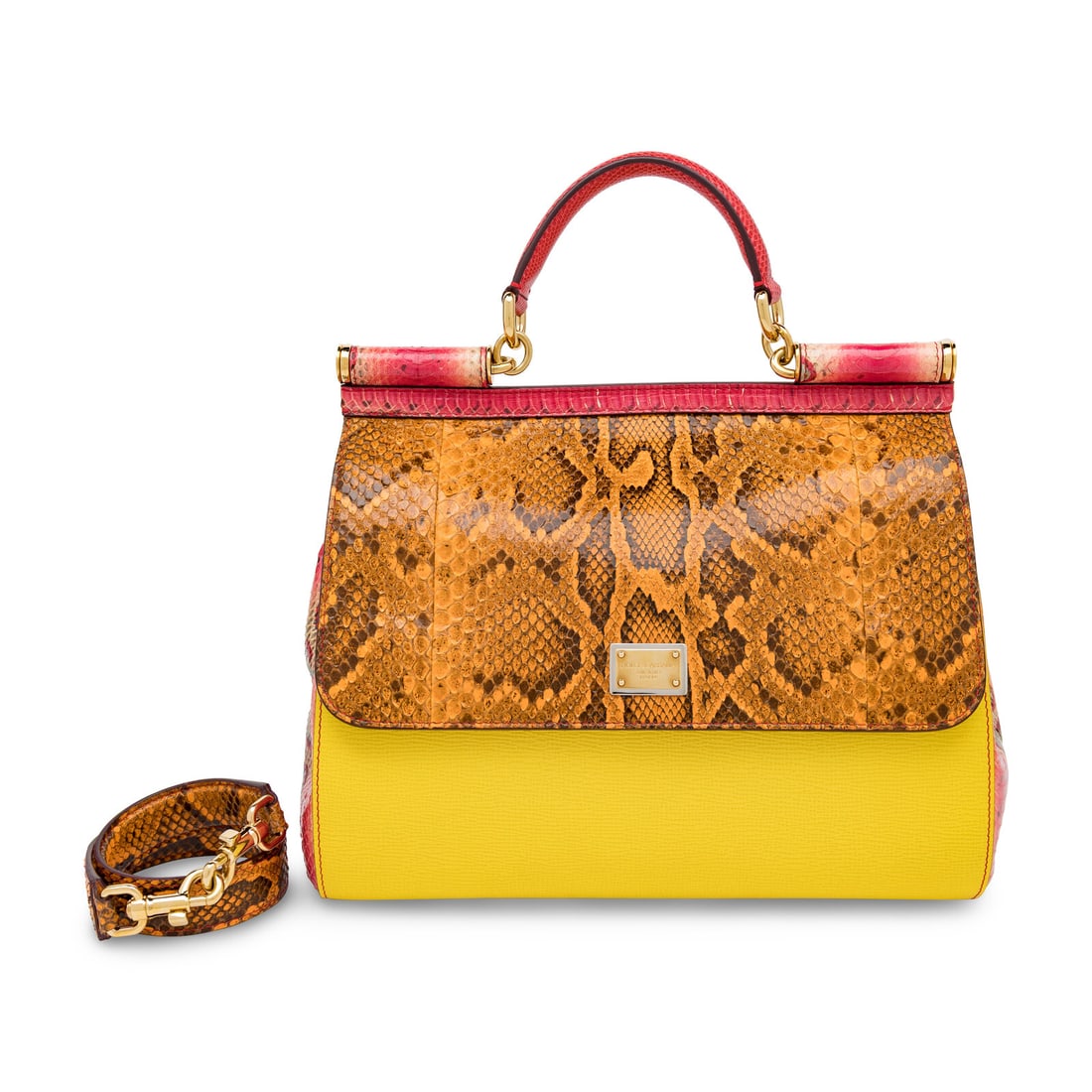 Dolce & Gabbana, Large Sicily Bag in Python & Leather - 4