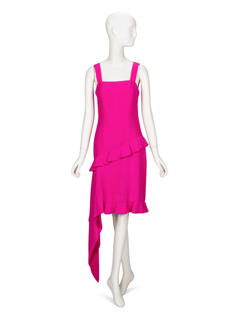 Galanos, Shocking Pink Cocktail Dress (1 of 4)