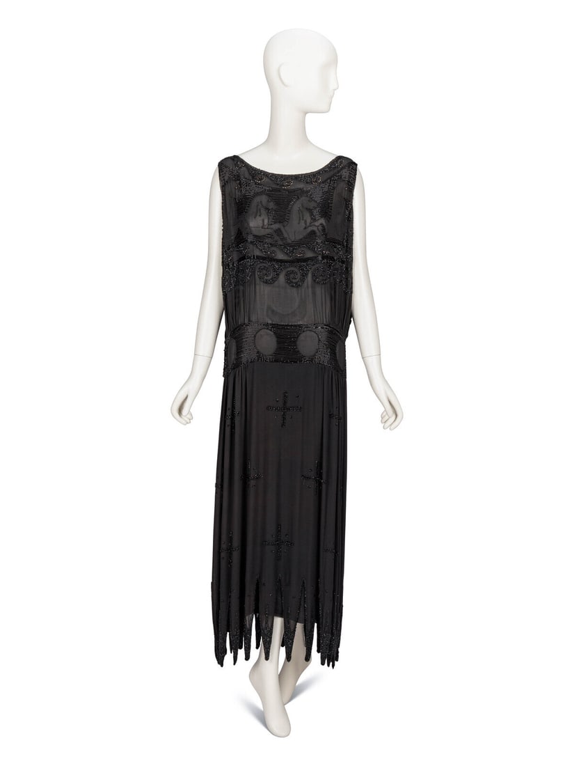 Attributed to Madeleine Vionnet, "Little Horses" Beaded Dress, 1920's: Among the most celebrated creations of the twentieth century, Madeleine Vionnetís ìLittle Horsesî dress remains an extraordinary expression of the designerís revolutionary
